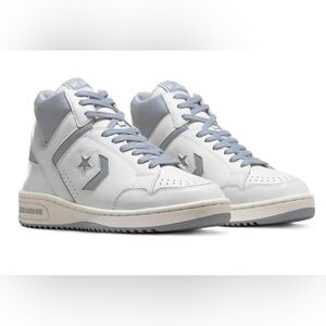 NWOB Converse Weapon Mid Vintage White Grey Retro Leather Sneakers